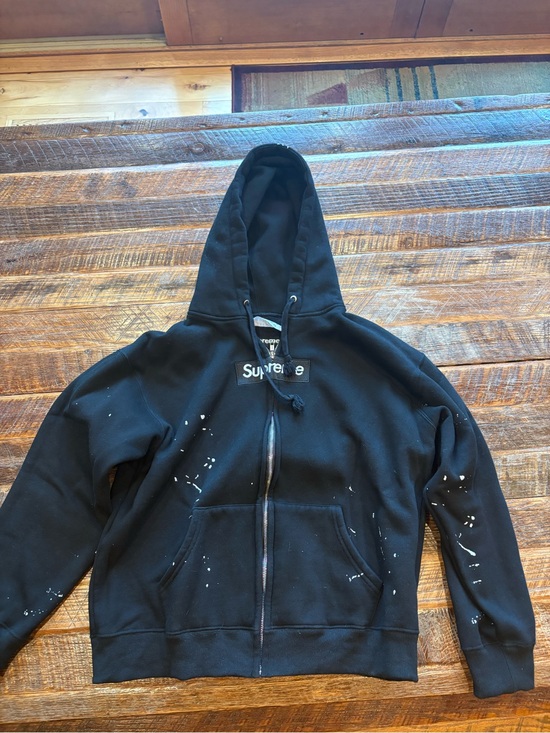 Supreme Other - Supreme Black Paint-Splatter Zip Hoodie for Kids